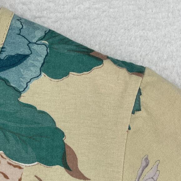 AS KNOW AS Top S Diamond Line Floral Blouse Shirred Short Sleeve Green - Picture 8 of 11